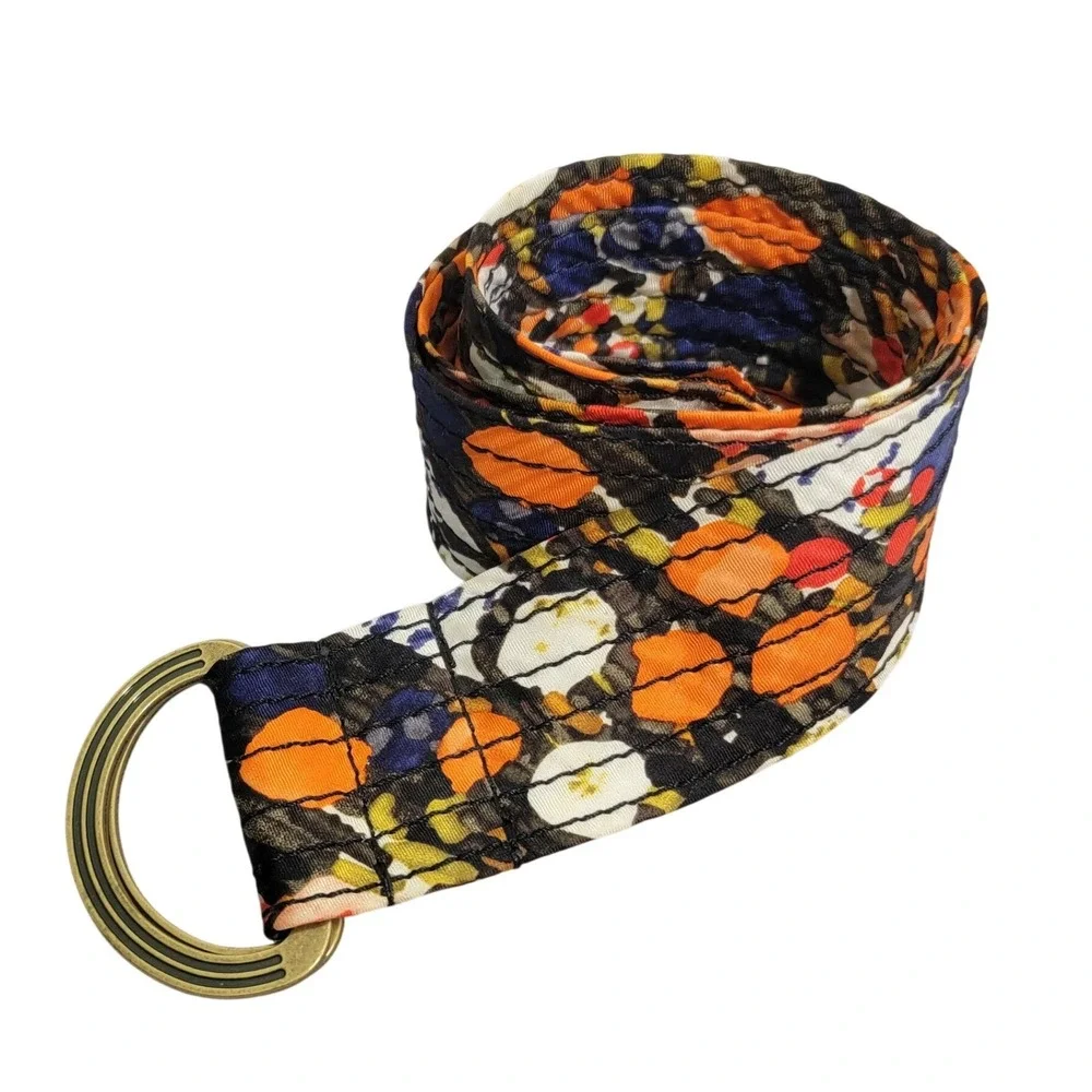 J. Crew Womens S/M‎ 100% Silk Abstract Floral Metal D-Ring 2